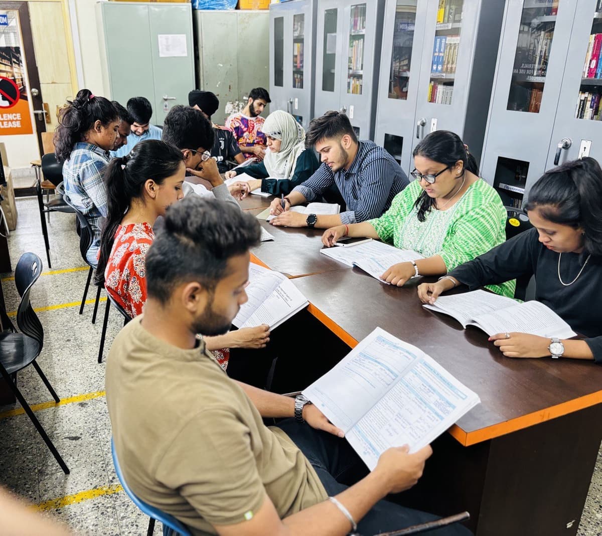 Students studying in the FCC library reading hall